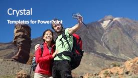  Presentation with fun - Presentation theme having spain travel - couple taking picture having fun background and a ocean colored foreground