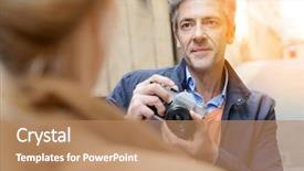  Presentation with old man - Audience pleasing slides consisting of spain travel - man taking pictures of woman backdrop and a coral colored foreground