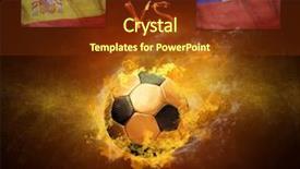 Presentation with flame - Beautiful slide deck featuring spainish - hot soccer ball in fires backdrop and a tawny brown colored foreground
