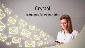  Presentation with cutout paper people standing around globe holding hands - Presentation design with spam emails - attractive young lady standing background and a light gray colored foreground