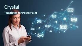  Presentation with cutout paper people standing around globe holding hands - Cool new presentation theme with spam emails - attractive young lady standing backdrop and a ocean colored foreground