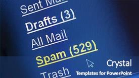  Presentation with spam - Presentation featuring spam junk e-mail box background and a ocean colored foreground
