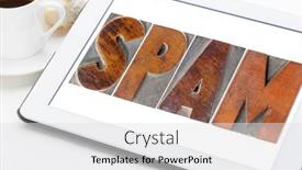  Presentation with spam - Audience pleasing PPT theme consisting of spam-word-unsolicited-and-unwanted backdrop and a light gray colored foreground