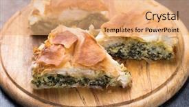  Presentation with feta cheese - Amazing presentation having spanakopita greek phyllo pastry pie backdrop and a coral colored foreground