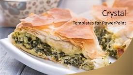  Presentation with feta cheese - Cool new slide deck with spanakopita greek phyllo pastry pie backdrop and a lemonade colored foreground