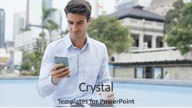  Presentation with hong kong - Colorful presentation theme enhanced with spaniard - businessman use of cellphone backdrop and a  colored foreground