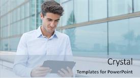  Presentation with digital - Colorful theme enhanced with spaniard - businessman use of digital tablet backdrop and a  colored foreground