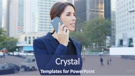  Presentation with talk - Theme with spaniard - businesswoman talk to cellphone background and a  colored foreground