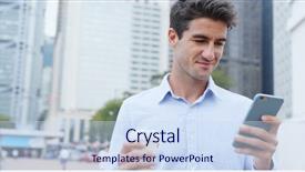  Presentation with nurse and mobile phone - Amazing slide set having spaniard - man hold with mobile phone backdrop and a sky blue colored foreground