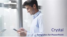  Presentation with nurse and mobile phone - Amazing slide deck having spaniard - man look at mobile phone backdrop and a sky blue colored foreground