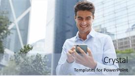  Presentation with nurse and mobile phone - Presentation having spaniard - man use of mobile phone background and a light blue colored foreground