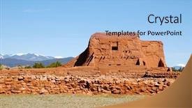  Presentation with mission - Slides consisting of spanish american war - pecos pueblo mission church background and a  colored foreground