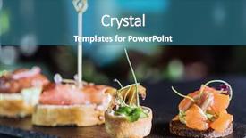  Presentation with appetizer - Colorful PPT theme enhanced with spanish appetizer backdrop and a teal colored foreground