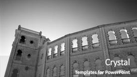  Presentation with spanish style - Audience pleasing presentation design consisting of spanish arena architecture detail arabic style - plaza de toros caudete spain backdrop and a gray colored foreground