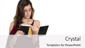  Presentation with girl reading - Slide deck having spanish books - hispanic teenage girl reading background and a white colored foreground