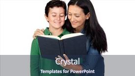  Presentation with book - Cool new presentation theme with spanish books - mother and son backdrop and a navy blue colored foreground