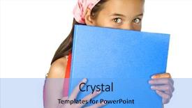  Presentation with blue eyes technology close up - Presentation theme with spanish books children - closeup portrait of young schoolgirl background and a  colored foreground