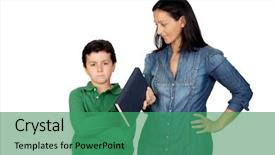  Presentation with dental mother and child - Beautiful presentation featuring spanish books children - mother saying his anger child backdrop and a  colored foreground