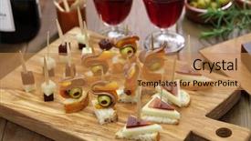  Presentation with spanish food - Audience pleasing presentation design consisting of spanish canapes party finger food backdrop and a coral colored foreground