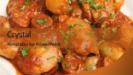  Presentation with chorizo - Presentation design consisting of spanish chicken and chorizo casserole background and a  colored foreground