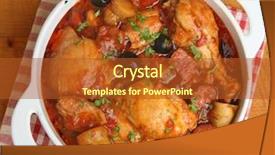  Presentation with chorizo - Theme consisting of spanish chicken casserole with chorizo background and a red colored foreground