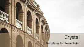  Presentation with architecture city - Presentation theme with spanish city of valencia mediterranean architecture background and a coral colored foreground