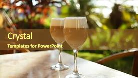  Presentation with tall - PPT layouts featuring spanish coffee latte in tall glasses with morning sunny background background and a tawny brown colored foreground