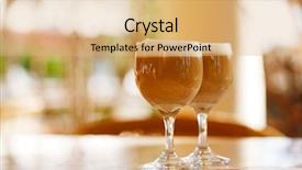  Presentation with tall - Colorful slide deck enhanced with spanish coffee latte in tall glasses with morning sunny light background backdrop and a coral colored foreground