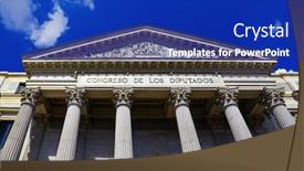  Presentation with congress - PPT theme featuring spanish congress of deputies at madrid - parliament building background and a royal blue colored foreground