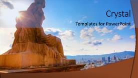  Presentation with spanish art - PPT layouts enhanced with spanish cultural - barcelona spain view from catalunya background and a light blue colored foreground