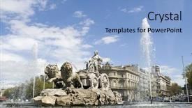  Presentation with spanish - PPT theme having spanish cultural - cibeles fountain at 20 degrees background and a light blue colored foreground