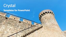  Presentation with castle - Slide deck featuring spanish cultural - detail castle costa brava tossa background and a teal colored foreground