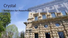  Presentation with granada - Audience pleasing slides consisting of spanish cultural - facade of the palace backdrop and a light blue colored foreground