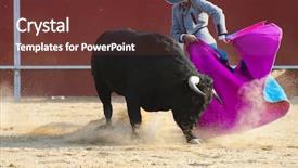  Presentation with spain - PPT layouts featuring spanish cultural - fighting bull picture from spain background and a tawny brown colored foreground