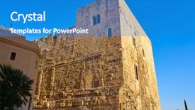  Presentation with tower air trafik control - Beautiful slide deck featuring spanish cultural - torre del pretori tower backdrop and a teal colored foreground