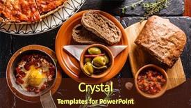  Presentation with spanish food - Beautiful presentation theme featuring spanish dinner cooked and served backdrop and a tawny brown colored foreground