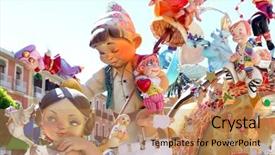  Presentation with spanish - Slide set with spanish festival - fallas from valencia papier mache background and a coral colored foreground