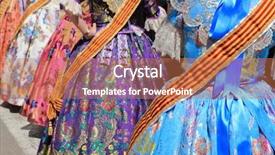  Presentation with costume - Presentation design featuring spanish festival - falleras costume fallas dress detail background and a coral colored foreground