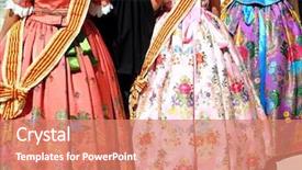  Presentation with costume - Beautiful PPT layouts featuring spanish festival - falleras costume fallas dress detail backdrop and a coral colored foreground