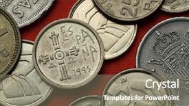  Presentation with medieval manor - Slides with spanish five peseta coin 1995 background and a gray colored foreground