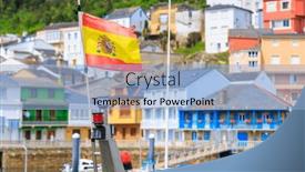  Presentation with spanish - Presentation design with spanish-flag-in-galicia-village background and a light blue colored foreground