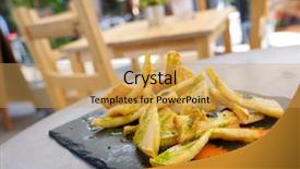  Presentation with spanish food - Slide deck consisting of spanish food - closeup of a plate background and a yellow colored foreground