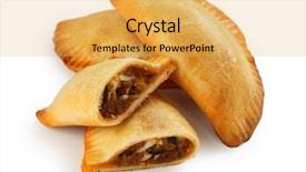  Presentation with meat food - PPT layouts consisting of spanish food - empanada meat pie on white background and a yellow colored foreground