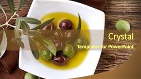  Presentation with spanish food - Slide set consisting of spanish food - olives and olive oil background and a tawny brown colored foreground