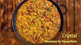  Presentation with mediterranean food - Amazing slide deck having spanish food - paella from spain rice recipe backdrop and a tawny brown colored foreground