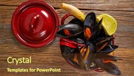  Presentation with tapas - Cool new slides with spanish food - steamed mussels tapas from spain backdrop and a tawny brown colored foreground
