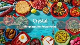  Presentation with mediterranean food - Presentation theme having spanish food - tapas from spain mix background and a teal colored foreground