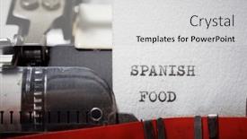  Presentation with spanish food - Presentation theme featuring spanish-food-text-written background and a light gray colored foreground