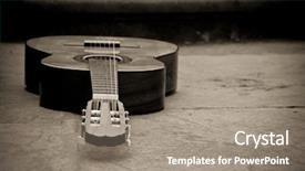  Presentation with classical guitar - PPT theme consisting of spanish guitar in sepia background and a gray colored foreground