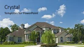  Presentation with sky blue - Theme consisting of spanish house - upscale large home with big background and a teal colored foreground